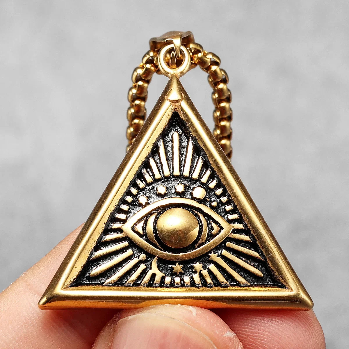 Masonic Illuminati Eye Amulet Men Necklaces Stainless Steel Pendants Chains Women Jewelry Cool Male Accessories Gifts Wholesale