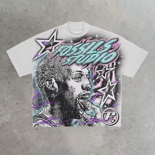 Summer Basketball Legend Graphic Pure Cotton White Short-sleeved T-shirt Men's Y2K Short-sleeved Oversized T-shirt Street Wear