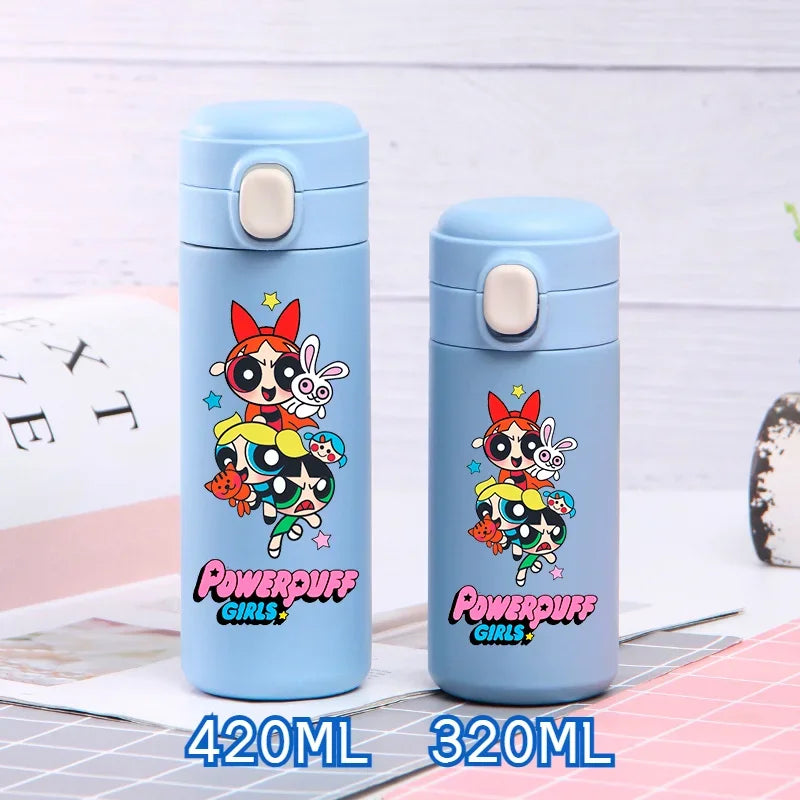 320ml/420ml The Powerpuff Girls Portable Large Capacity Sport Water Bottle Children Drinking Cup Thermal Stainless Steel