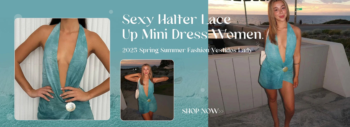 Sexy Sequin Halter Short Dress Women Backless Sleeveless Hip Package Party Dresses Female 2025 Summer Chic Night Club Robe Lady