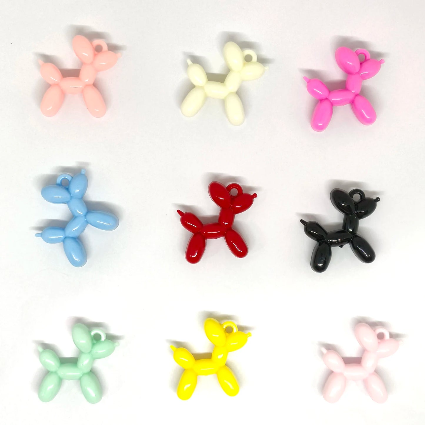 10pcs/Bag tiki hot 34mm Acrylic Jelly Colorful Cartoon 3D cute Balloon Dog DIY Bead Keychain Phone Chain Pendant Accessories