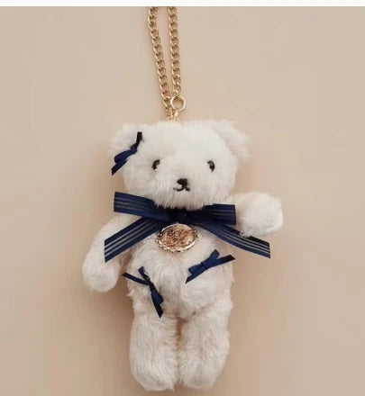 Japanese New Sweet Cute Rabbit Bear Rhinestone Bow Pendant Sweet Kawaii Girl Female Bear Bag Charm Pendant Keychains