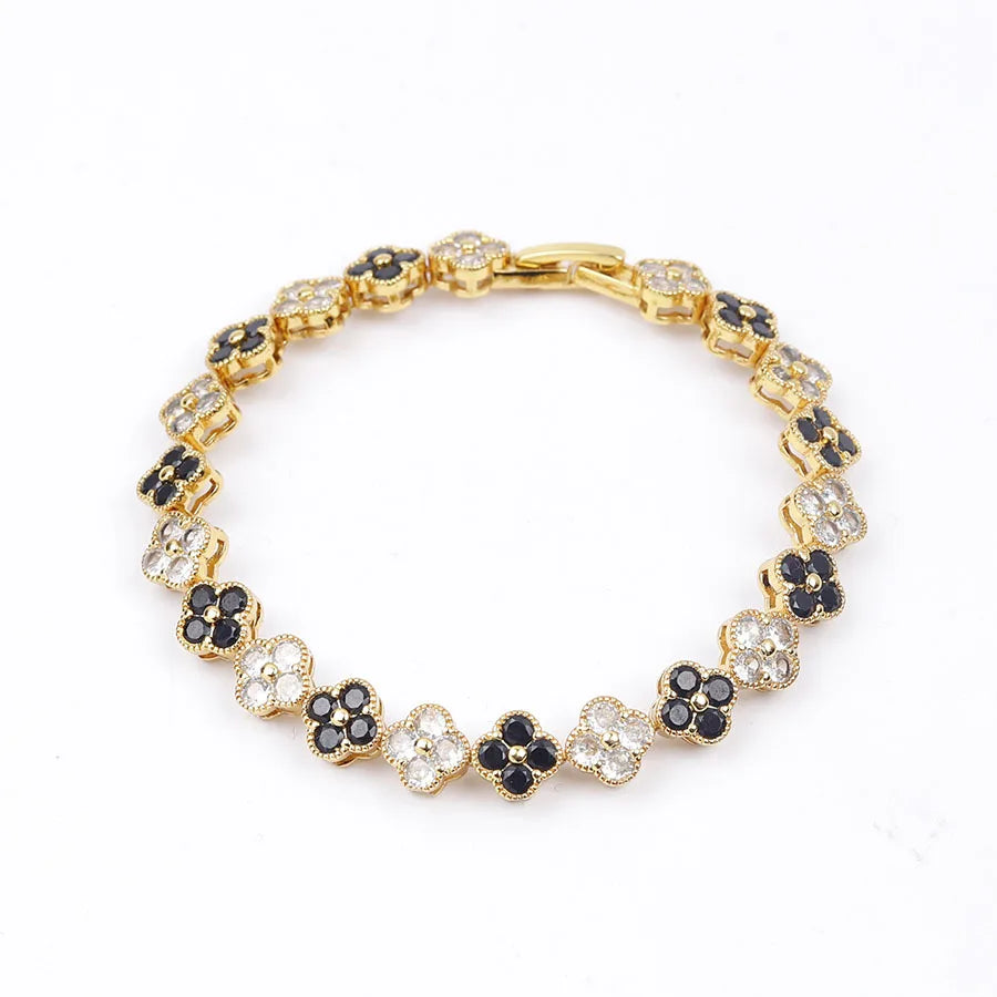 UILZ 1pc Rainbow Colorful Clover Zircon Bracelet Fashion Charm Gorgeous Charm Exquisite Cute Sweet Shining Crystal Jewelry Gift