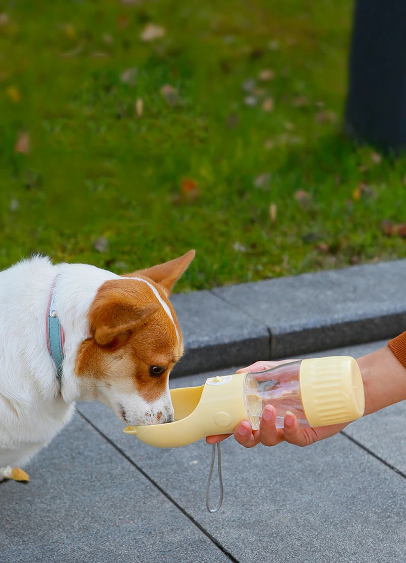 2 in 1 Portable Dog Water Bottle PC Plastic Cat Head Puppy Pet Drink Bowl 250ML Feeding Water Bowl 180ML Storage Food Container
