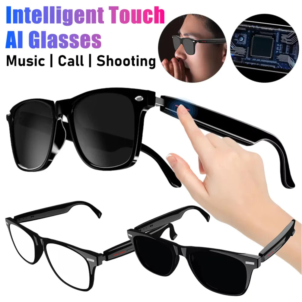 Intelligent BT AI Glasses With Mic Multifunctional Remote Control Phone Camera Shoot Music Call Sport Sunglasses For Men & Woman