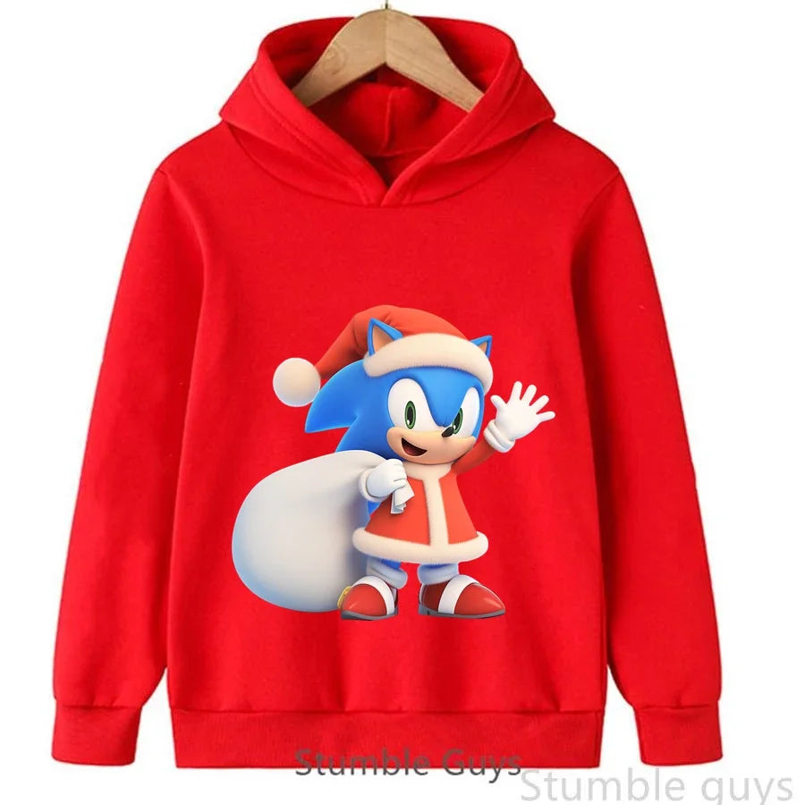 Anime Sonic Kids Hoodie Trucksuit Autumn Boys Girls Cartoon Clothes Christmas Gift Cool Match Sneakers Sweatshirt
