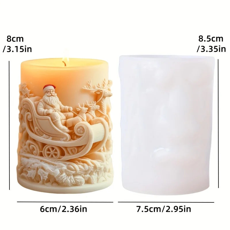 Smile Santa Claus Giving Gift Cylindrical Scented Candle Silicone Mold Santa Claus Hold Gift Resin Plaster Molds Christmas Gift