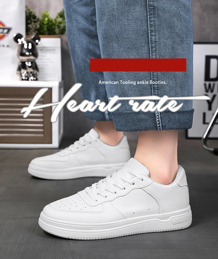 White Casual Sneakers for Men Leather Shoes Fashion Male Mens Tenis Autumn Platform Breathable Flat Man Running Sport Shoes 2024
