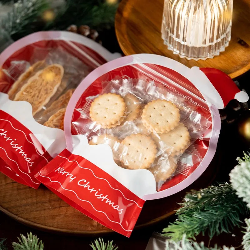 LBSISI Life 25pcs Ball Shape Christmas Gift Bag For Candy Chocolate Cookie Nougat Biscuit Packing Gift Tree Santa Zipper Bags