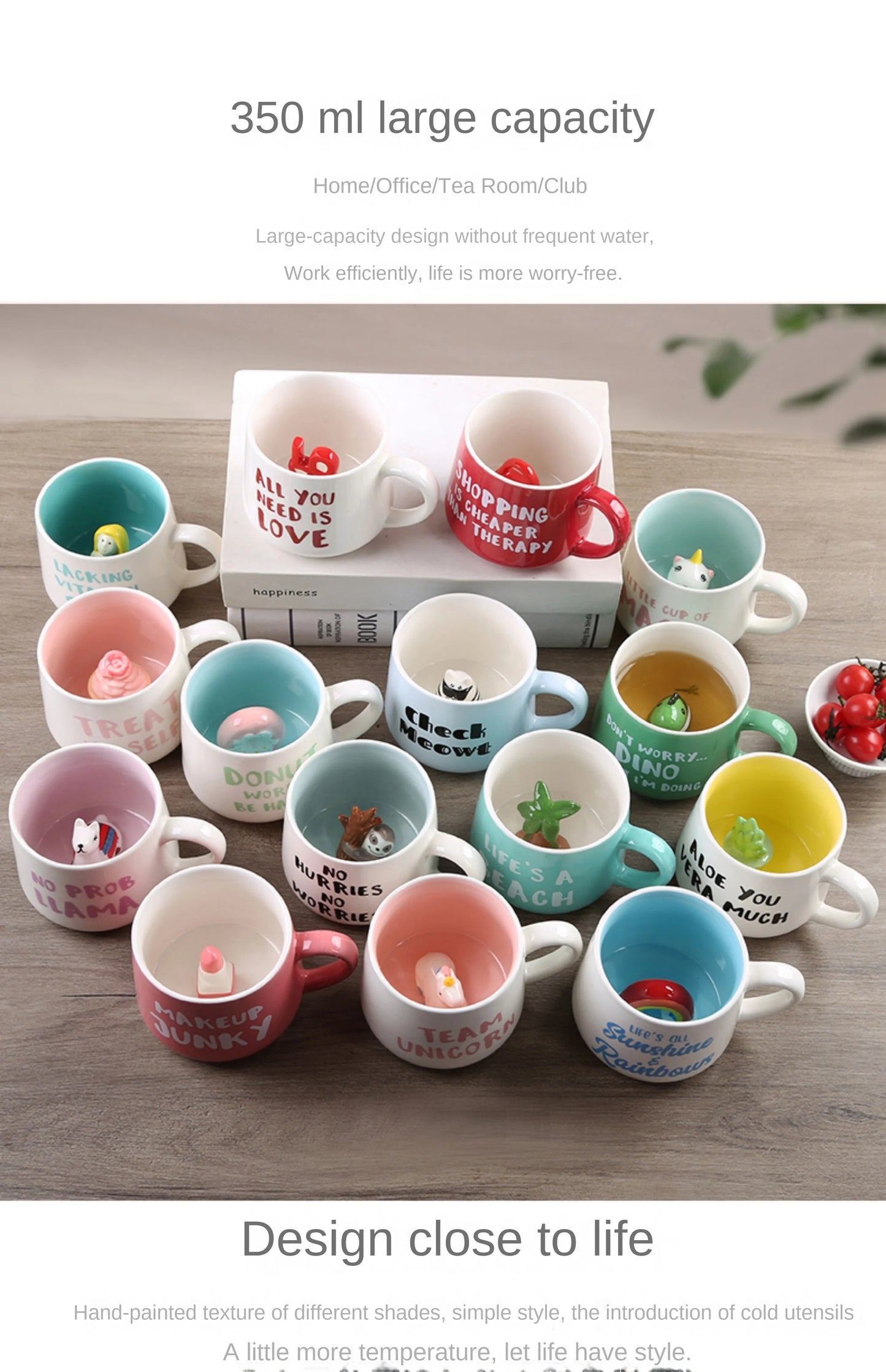 Cute Cartoon Coffee Figurine Mugs with Animal Inside, Ceramic 3D, Uincorn, Love Novelty Cup, Christmas Gift for Friends, Kids