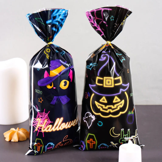 25/50/100pcs Halloween Black Cat Gift Bags Pumpkin Candy Packaging Bags Trick Or Treat 2025 Happy Halloween Party Decor Supplies