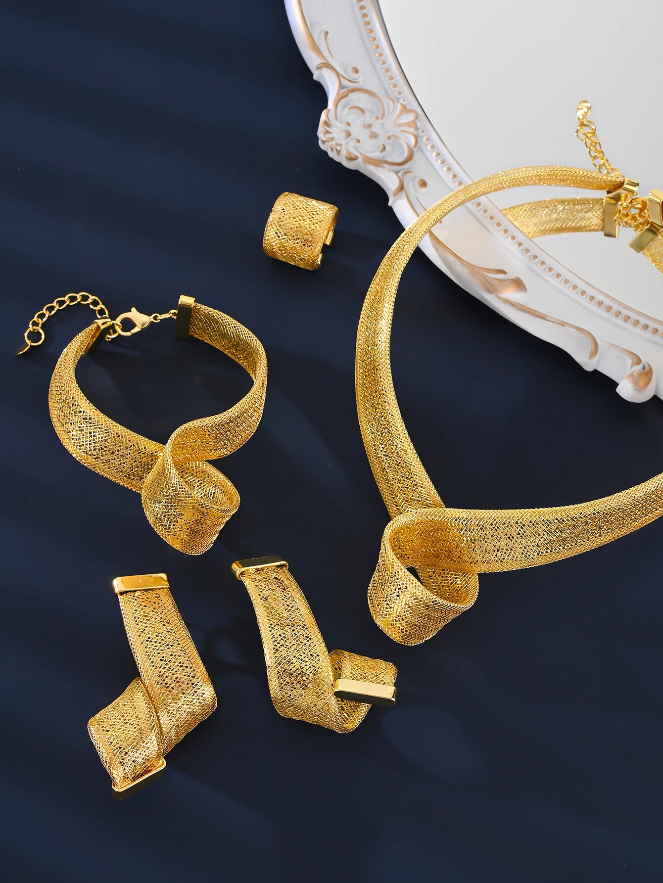 5 Pcs/set Luxury 18K Gold-plated Brass Designer Jewelry Collection, Brand Bracelets, Necklaces, Earrings, Jewelry for Women