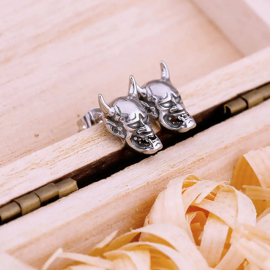 Gothic Ghost Skull Stud Earrings For Men Fashion Hip Hop Biker Earrings Stainless Steel Vintage Punk Devil Skeleton Jewelry Gift