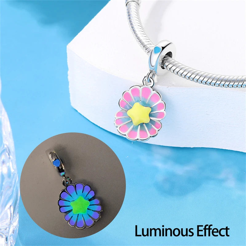 New 100% 925 Sterling Silver Ocean Luminous Sea Turtle Dolphin Octopus Charms Beads Fit Qikaola Original Bracelets DIY Jewelry