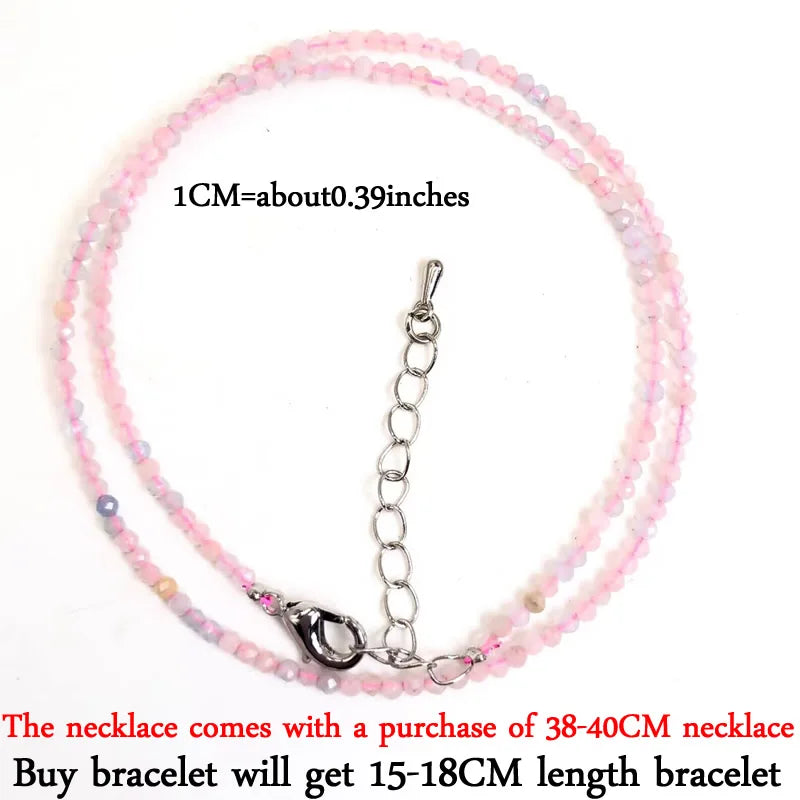 2-3mm Natural Stone Beaded Necklace Handmade Mini Tourmaline lapis crystal Energy Healing Female Bracelet for Women Jewelry Gift