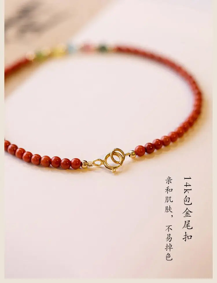 Natural South Red Agate Attract Wealth Red Bracelet Women's Superfine Tourmaline HandString Solicit wealth Money drawing Fortune