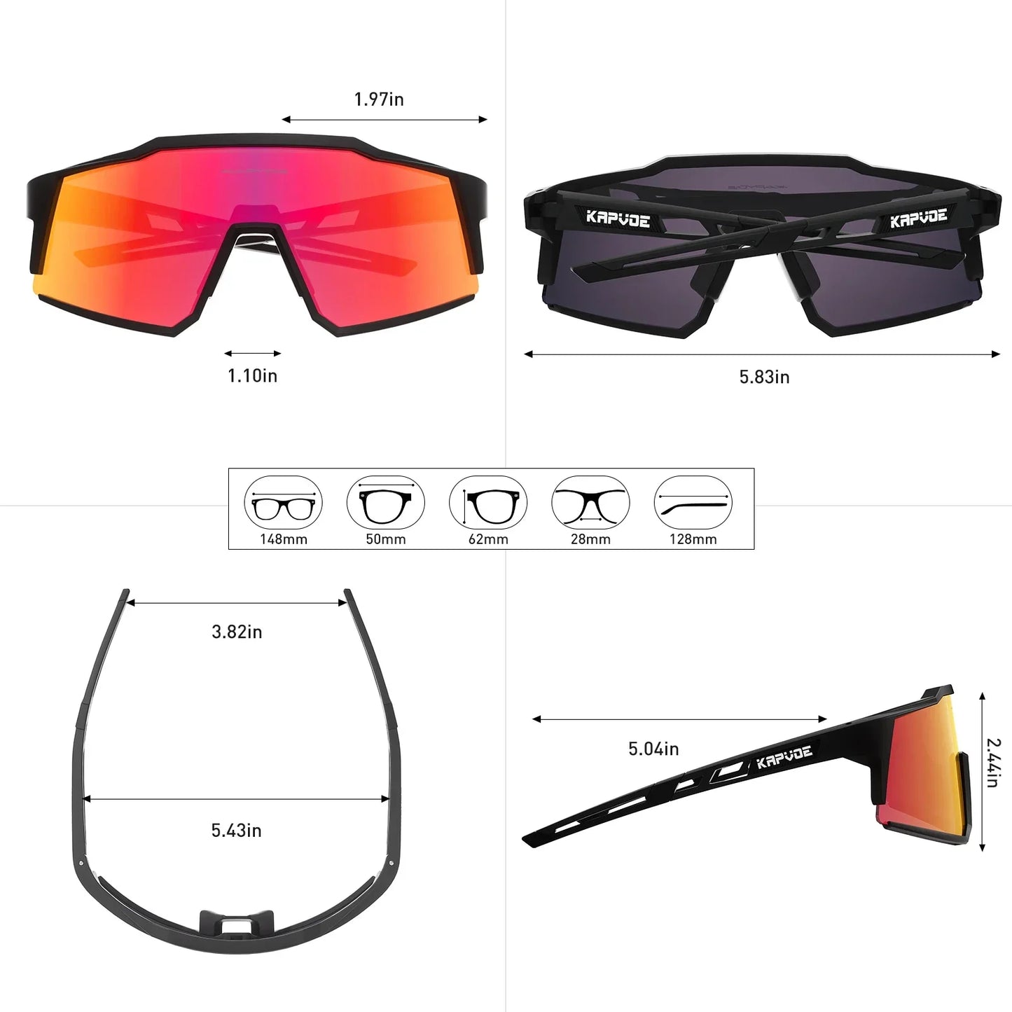 Kapvoe Outdoor Men Sunglasses UV400 Fishing Ski Goggles Road Bike Mask Goggles Women Anti-Fog Windproof Glasses Bicycle Eyewear