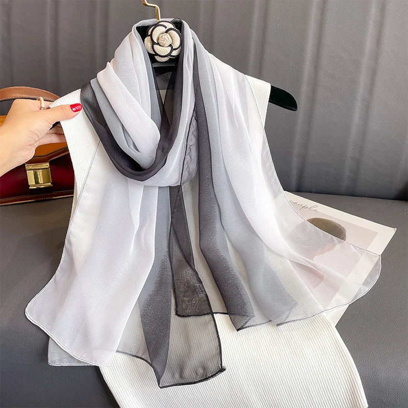 50*160CM Fashion Women Chiffon Gradient Scarf Shawl Luxury Elegant Lady Versatile Sun Protection Decorate Scarves Headscarf