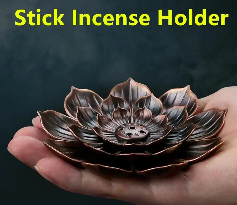 Incense Stick Holder Alloy Lotus Line Incense Burner Yoga Sage Sandalwood Coil Base Bronze Crafs Home Decor Christmas Gift