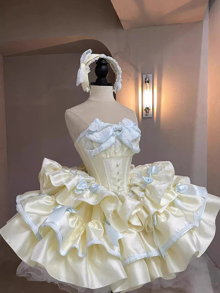 French Celebrity Style Tea Party Princess Strapless Dress Sweet Slim-Fit Birthday Dress Lady Elegant Sleeveless Lolita Dresses