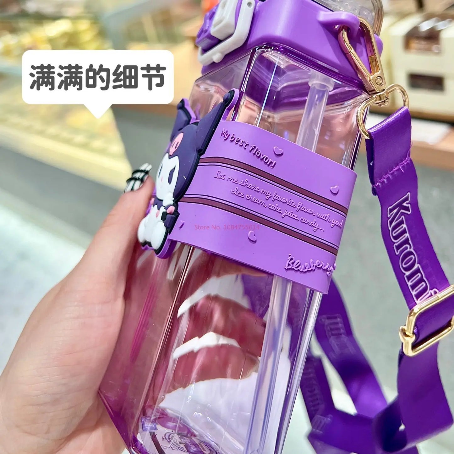 520ml Sanrio Melody Pompompurin Kuromi Cinnamoroll Plastic Bottle Double Drink Cup Students Cartoon Large Capacity Water Bottle