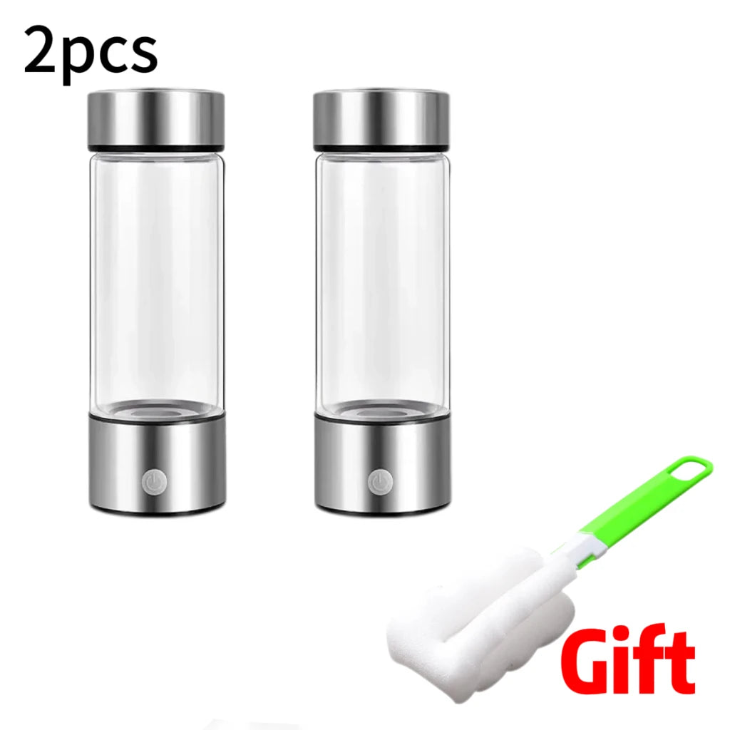 Hydrogen-Rich Water Cup Electric Water Generator Bottle Dual Chamber Filter Cups Antioxidant Water Bottle Titanium Quality Glass