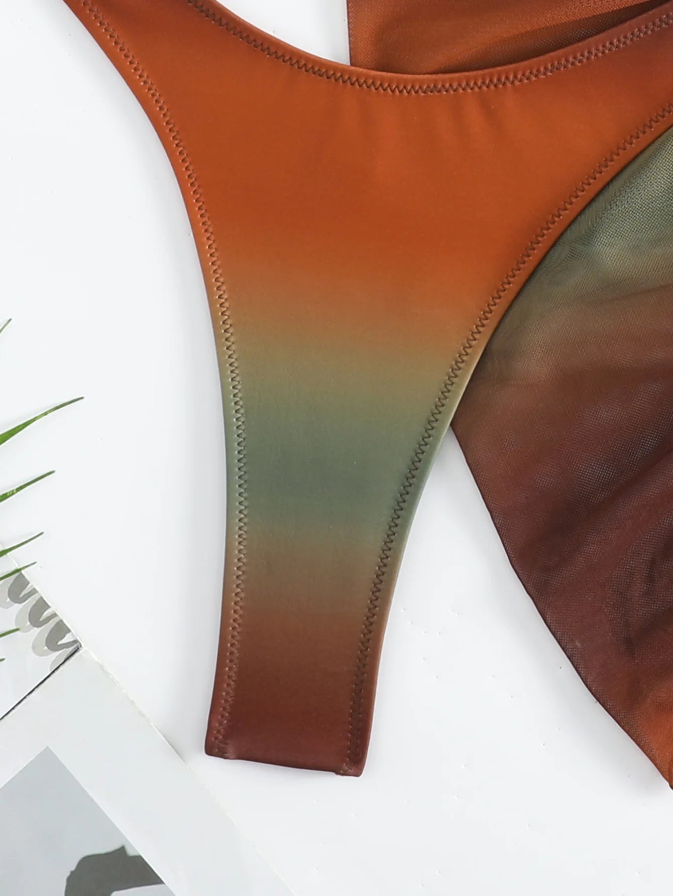 Sexy Brown Gradient Bikini 2024 Swimwear Women Halter Push Up Bra Mesh Skirt 3 Piece Swimsuit Bathing Suit Cover Up Bikinis Sets