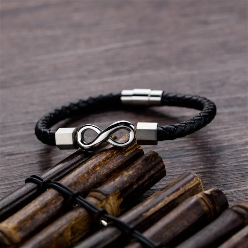 Vintage Leather Bracelet Fashion Number 8 Infinity Bracelet For Men Jewelry Girl Gift Charm Couple Bangles Pulseiras