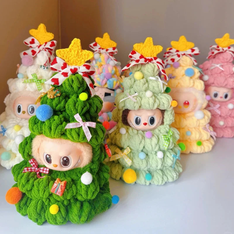 For 17cm Labubu 3.0 Doll Handmade Crochet Christmas Tree Outfit Seasonal Holiday Costume Doll Accessories Christmas Gift