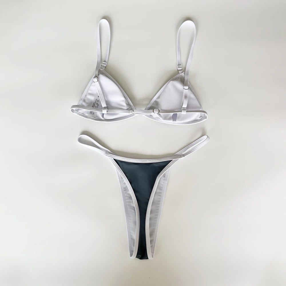 Sexy Bikini Women Swimsuit 2025 New Swimwear Bathing Suit Female Beachwear Micro Thong Bikinis Set 2 Piece Color block Swim Suit