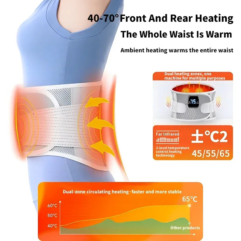 Electric Heating Waist Hot Compress Massager Vibration Lumbar Brace Belt Waist Back Massage Pain Relief Care Blood Circulation