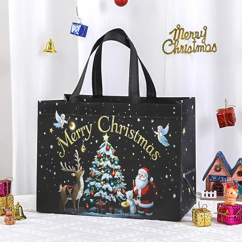 Large Christmas Gift Bags - Reusable Non-Woven Christmas Gift Bags with Handles for Holiday Xmas Party Gifts Wrapping Shopping