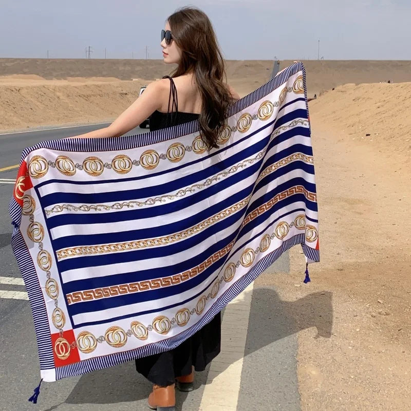 Travel Beach Sunscreen Scarves for Women Bikini Large Sarong Wrap Scarf Brazilian Swimsuit Bathing Cover-ups 17 Styles 90x180cm