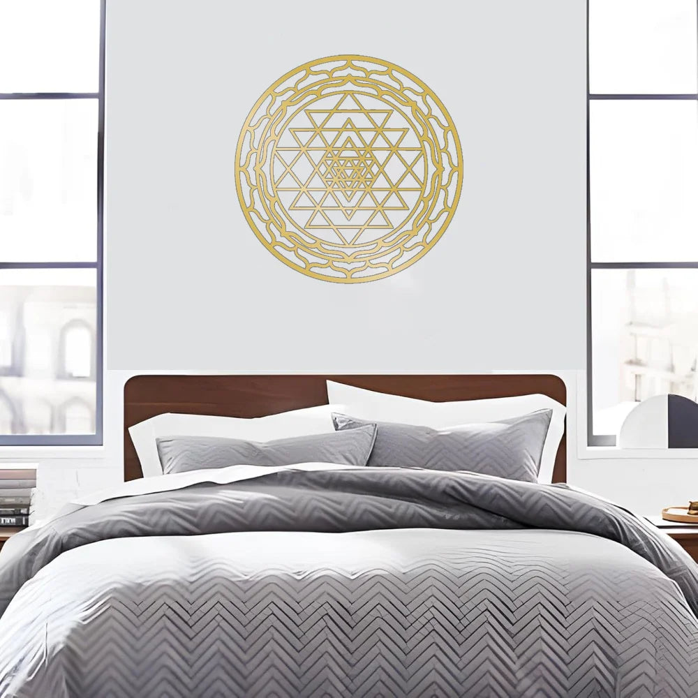 Sacred Yantra Mandala Metal Wall Sculpture | Divine Geometry Circular Decor | Halloween & Christmas Gift