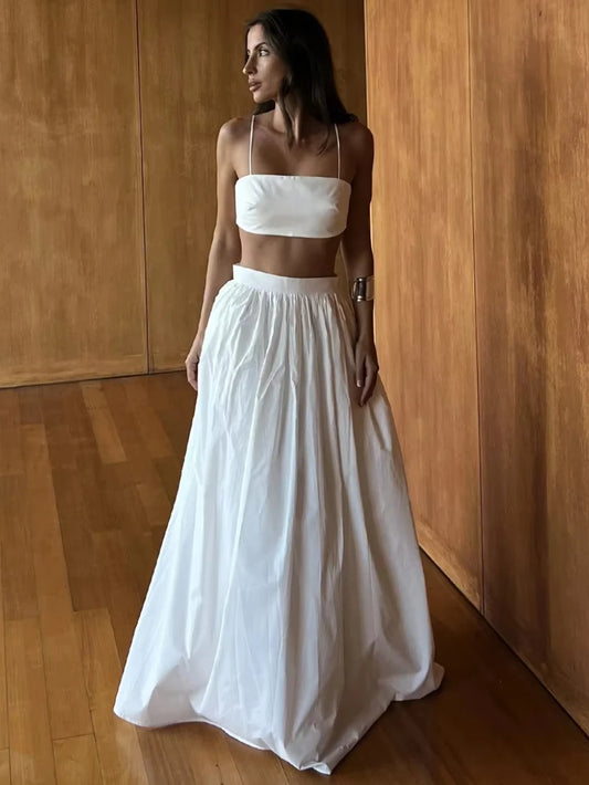 Wolfeel 100% Cotton Suspender Underwear Half Long Skirt Set Summer Beach Style Sexy Stylish Underwear Skirt Set Women's Clothing