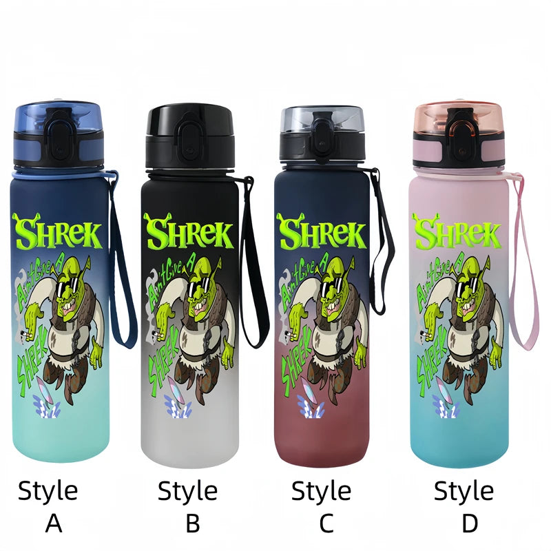 Shrek  650ml Cartoon Characters Portable Water Cup Large Capacity Outdoor Plastic Leak-proof Water Bottle Children's Gift