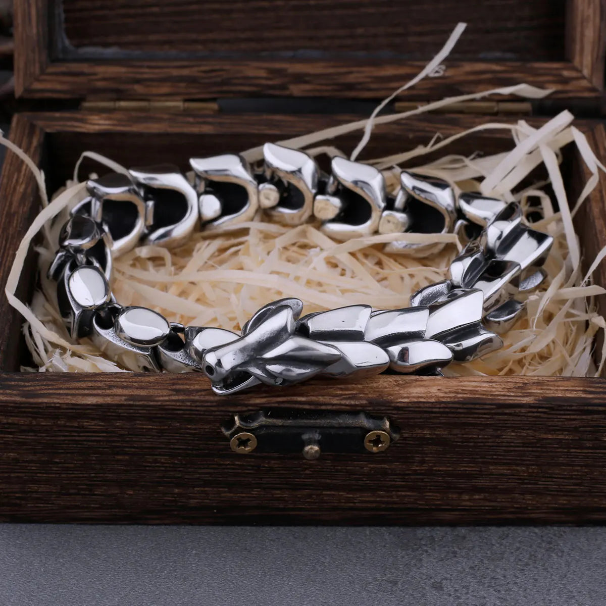 Nordic Viking Ouroboros Vintage Punk Dragon Bracelet Men's Charm Stainless Steel Fashion Animal Jewelry Hip Hop Street Culture