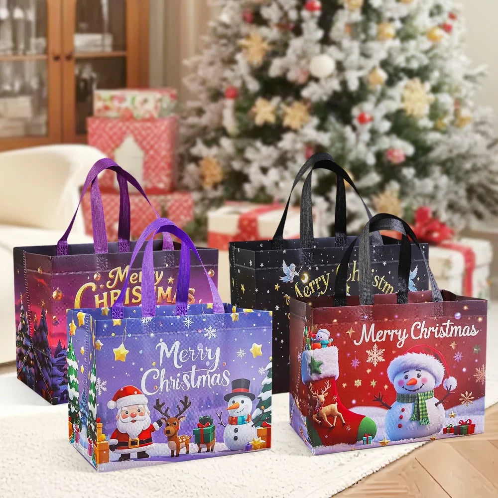 Large Christmas Gift Bags - Reusable Non-Woven Christmas Gift Bags with Handles for Holiday Xmas Party Gifts Wrapping Shopping