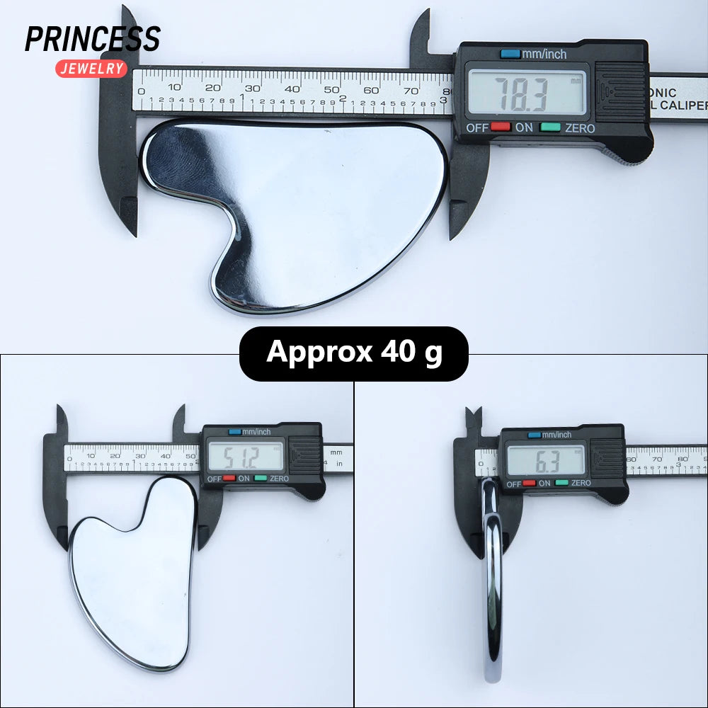 High Quality Terahertz Silver Color Scraping Board, Gua Sha Board for Facial Back Massage, Health Care Tools Gift for Parent