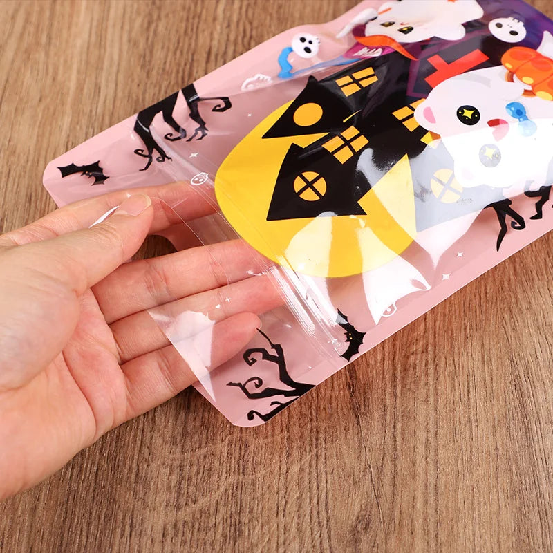 Halloween Party Candy Bag Cartoon Pumpkin Ghost Self Sealing Bag Kids Trick or Treat Cookies Snack Packaging Decoration Favors