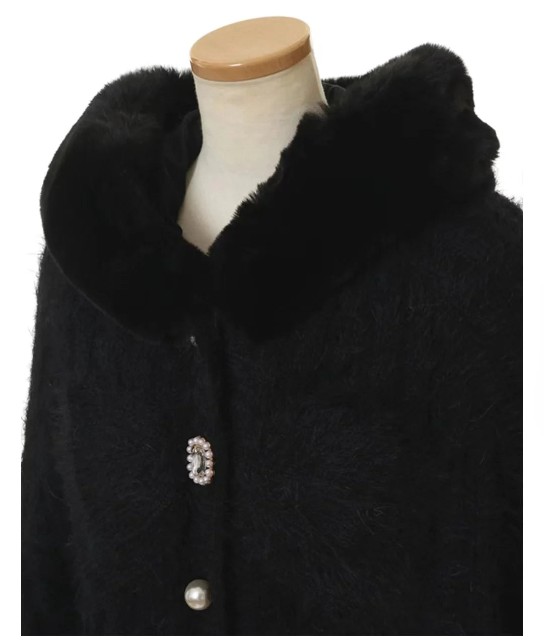 Japanese Sweet Soft Thick Women's Double-Layer Big Ribbon Hooded Knitted Cloak 3 Colors Autumn and Winter Ponchos Warm Jacket