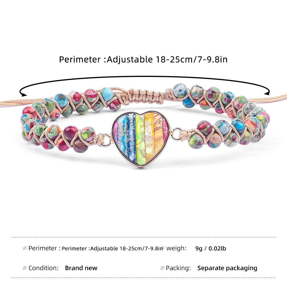 Jewelry Reiki Healing for Women Bracelet Natural Stone Heart String Handmade Braided Bracelets Emperor's Stone Wrap Bracelet