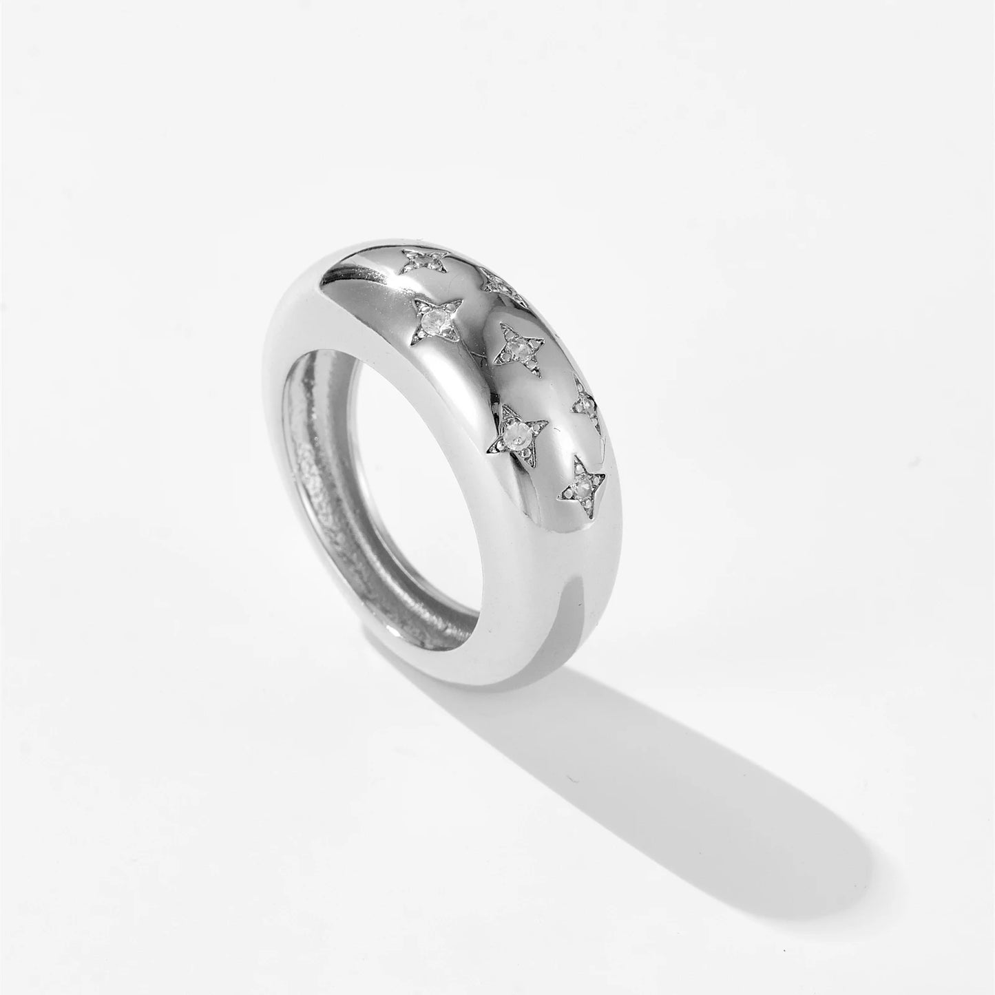 DPLAOPA 925 Sterling Silver Gold LA Dome CZ Zircon Star Ring Luxury Jewelry Screw Fine Jewelry Fashion Round Wedding Jewels