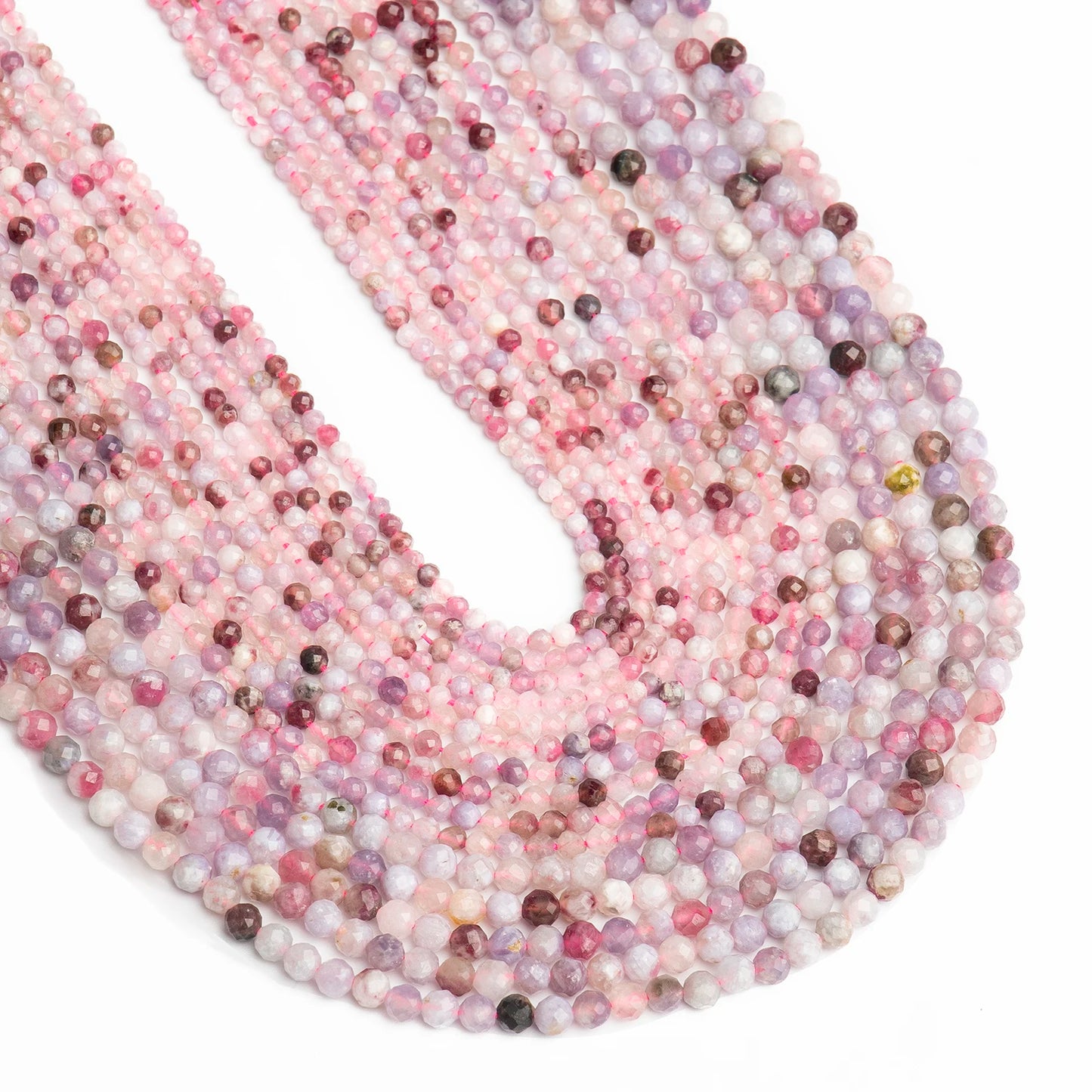 2 3 4mm Natural Red Tourmaline Stone Bead Small Faceted Round Loose Bead For DIY Bracelet Necklace Jewelry Making Accessory 15''