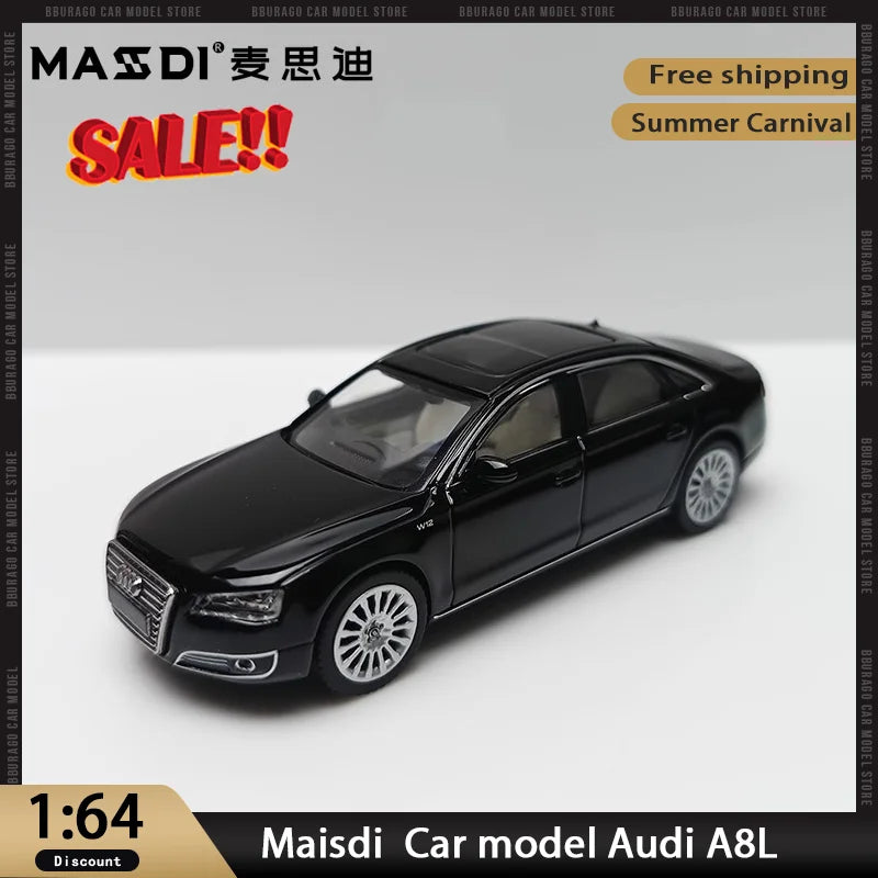 Maisdi 1/64 Scale Audi A8L D4 Generation Sedan Simulation Alloy Car Model Collectible Ornament Ideal Christmas Gift Toy Vehicle