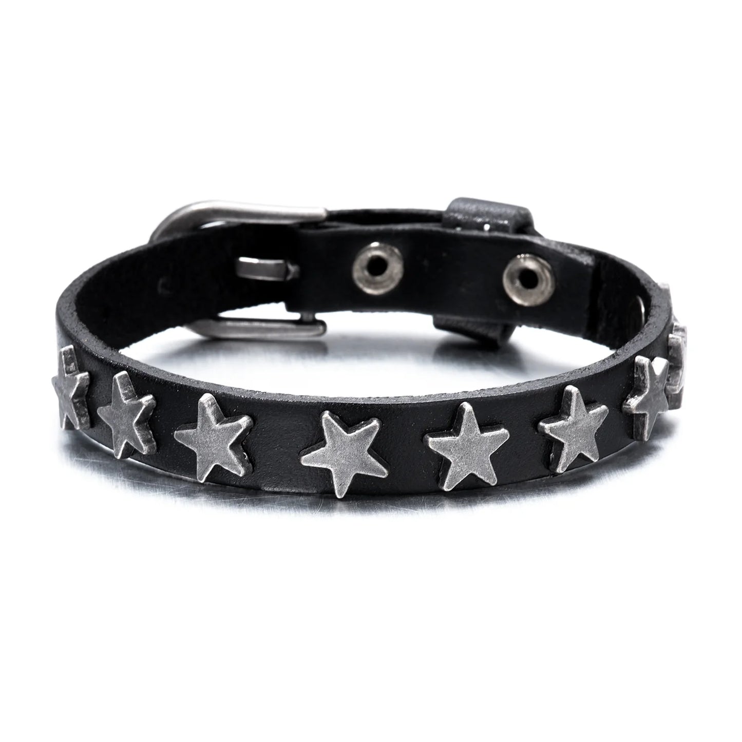 Punk Men's Leather Black Star Bracelet Star Weave Cuff Bangle Wristband Jewelry Party Fashion Gift 1pc