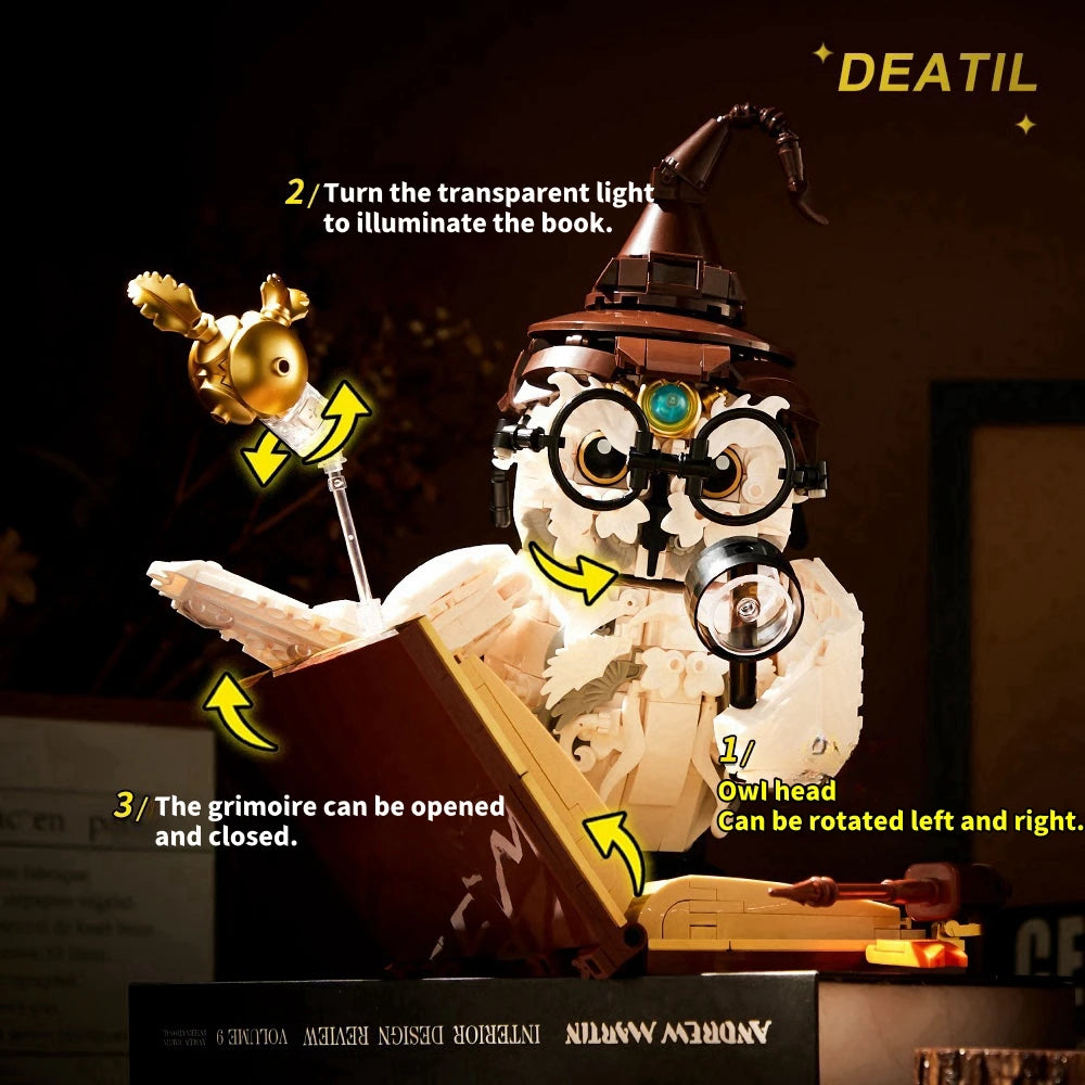 Magic World Owl Professor MOC Building Blocks Set Creative Technical Bricks DIY Toy for Adults Kids Holiday Christmas Gift