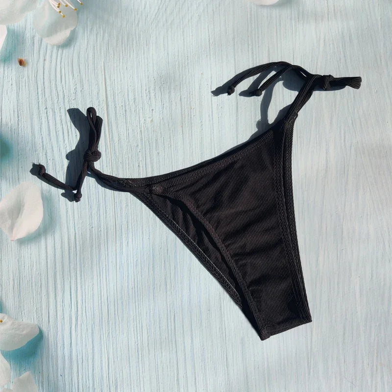 Sexy Bikini  Lace Up Swimsuit Solid Color Swimsuit Women's Brazil 2023 Fashion Swimsuit