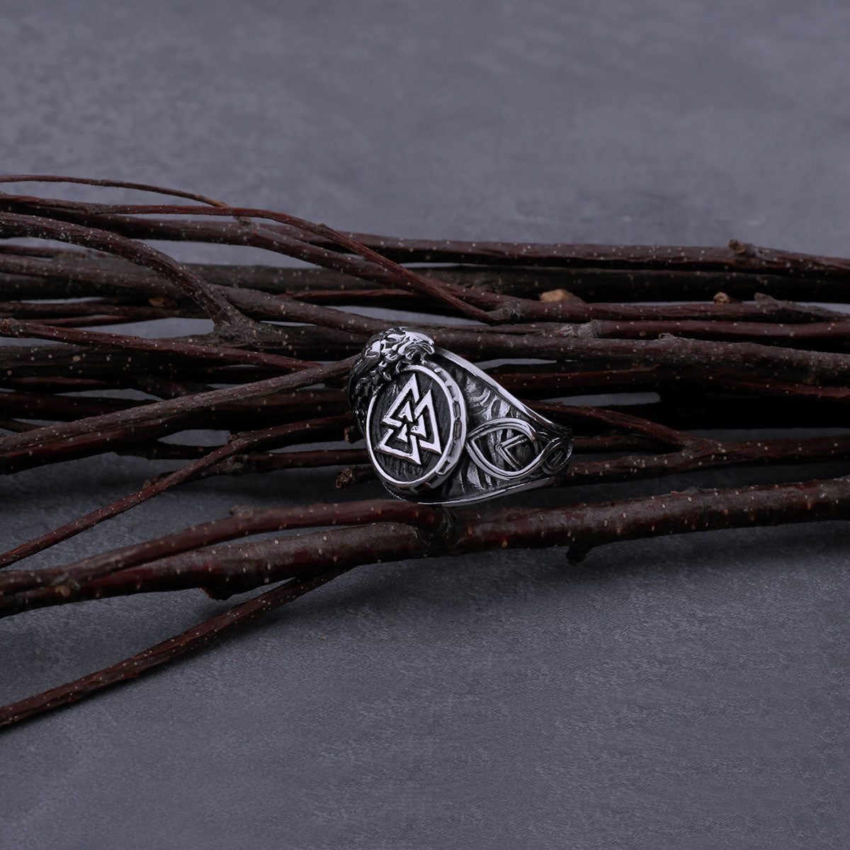 316L Stainless Steel Viking Ring Raven and Norse Rune Men's Valknut Amulet Hip Hop Vintage Biker Ring Jewelry Gift Dropshipping