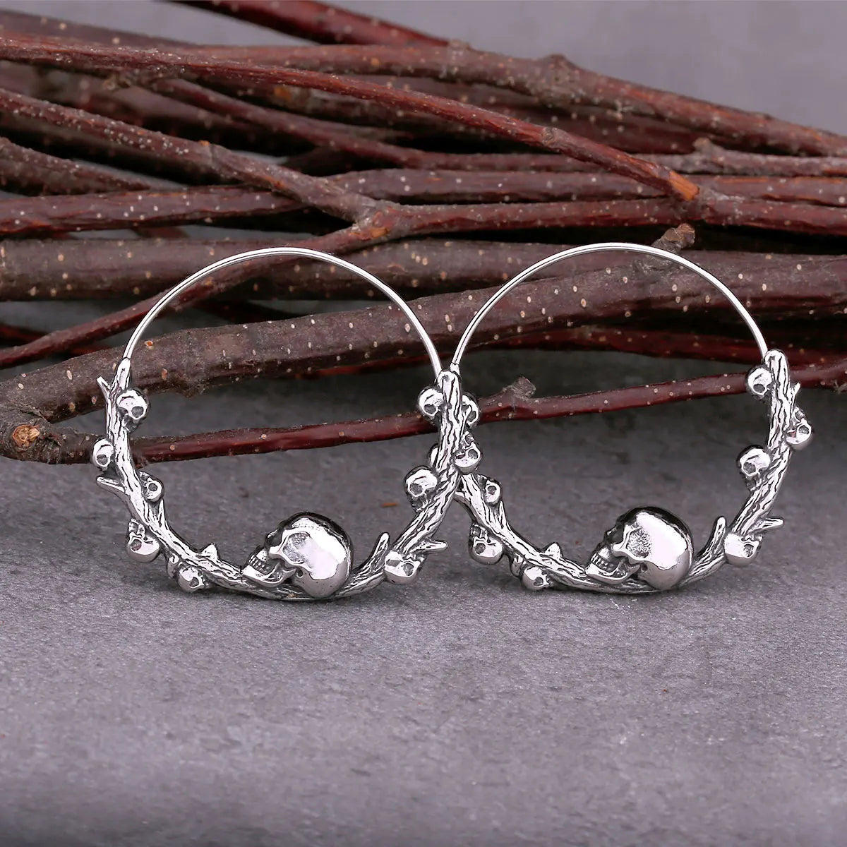 New Design Viking Skull Hoop Earrings Creative Fashion Stainless Steel Men and Women with The Same Earrings Jewelry Accessories